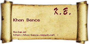 Khon Bence névjegykártya
